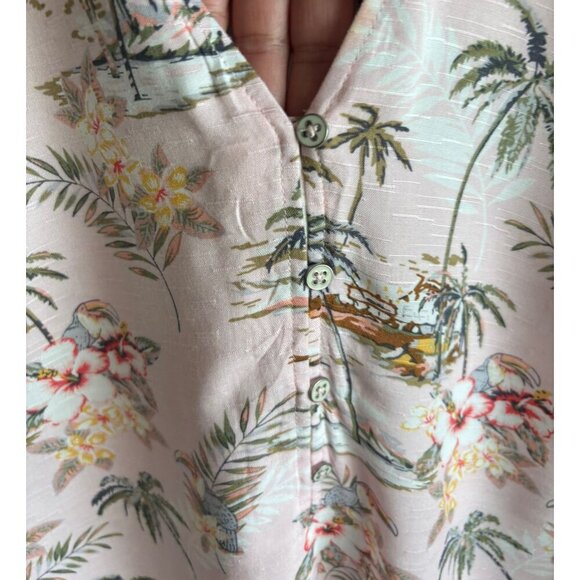 Tribal Femme Womens Pop Over Pink Paradise Cap Sleeve A-Line Midi Dress Sz L - Picture 6 of 15